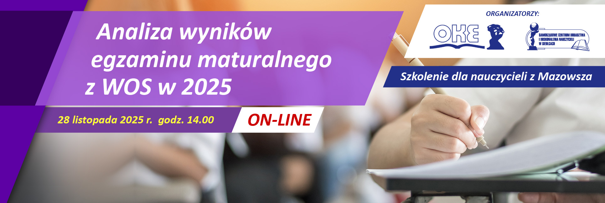ANALIZA WYNIKÓW EGZAMINU MATURALNEGO z WOS w 2025 – szkolenie online dla nauczycieli Mazowsza