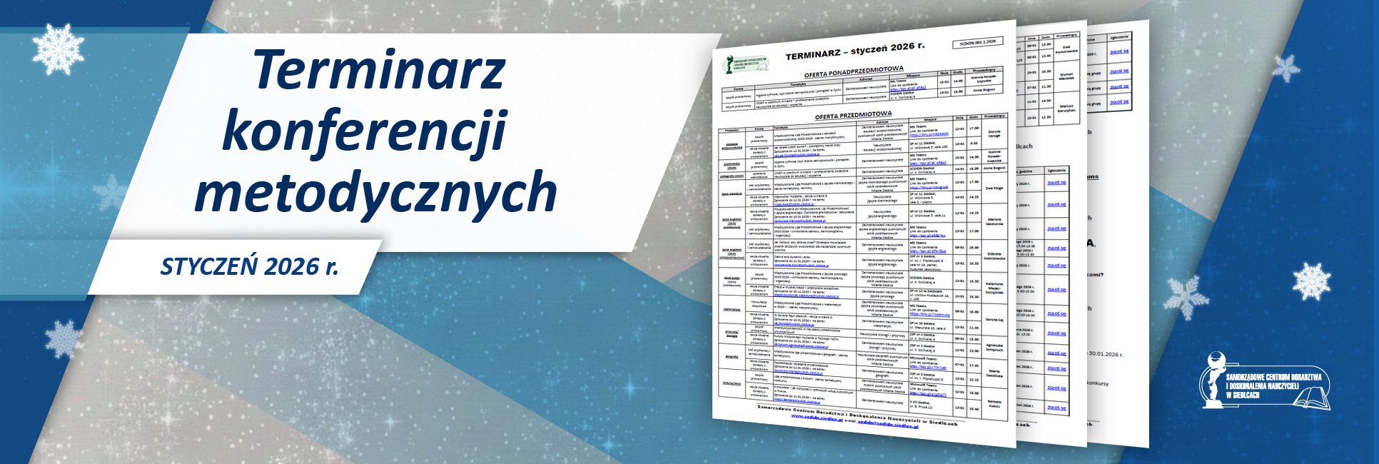 Terminarz konferencji metodycznych – styczeń 2026 r.